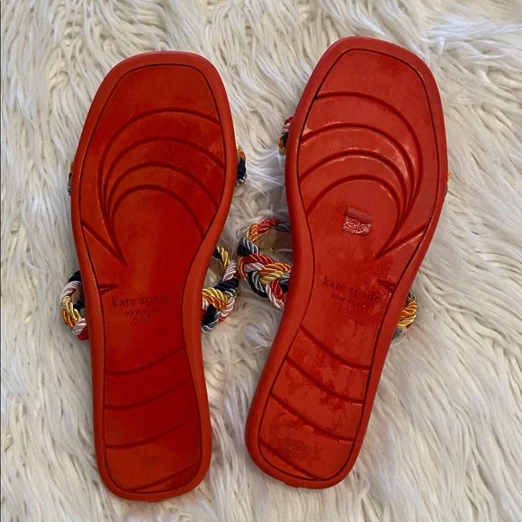 Kate Spade Red and Gray Braided Strap sandals size 8.5 excellent condition - Picture 5 of 12